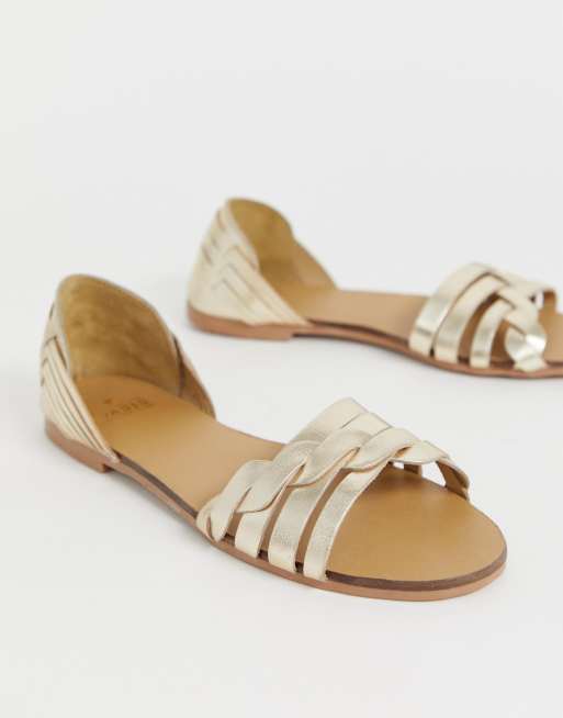 Oasis flat huarache sandals in gold ASOS