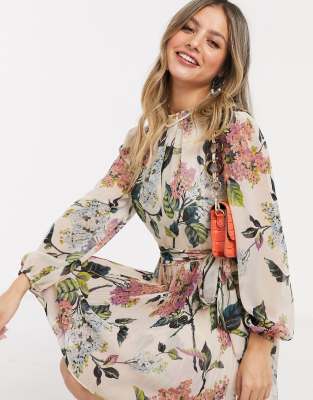 oasis floral chiffon skater dress