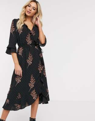 black print midi dress