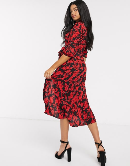 Oasis red shop floral dress