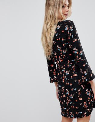oasis flute sleeve midi dress