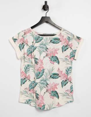 Oasis floral T-shirt in white-Multi