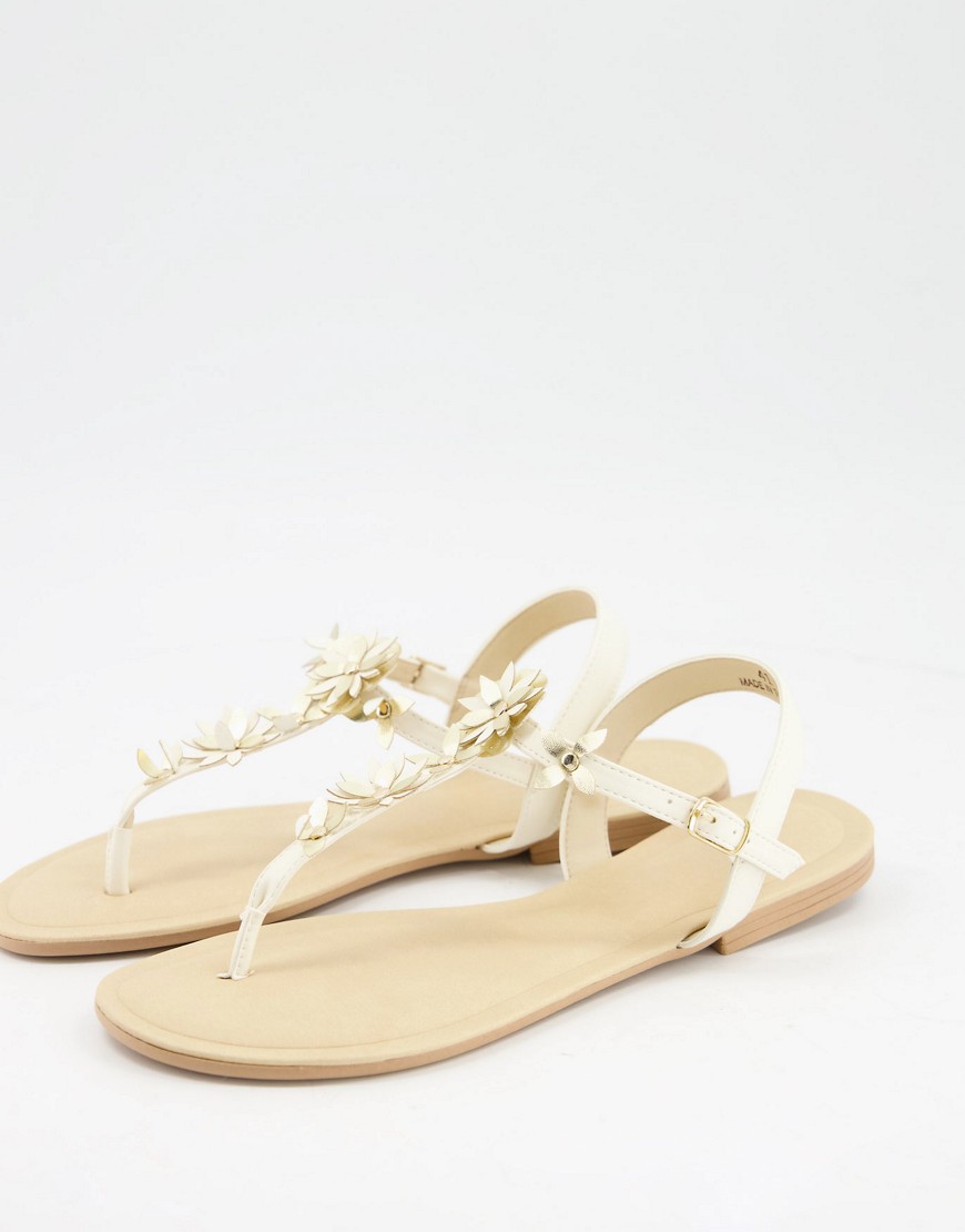 Oasis Flower Toe Post Sandals In White