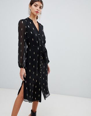 Oasis foil printed feather shirt dress 
