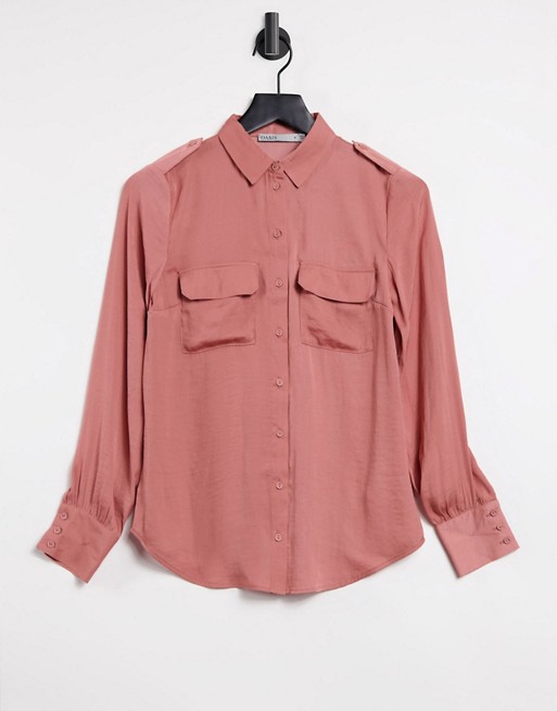 Oasis glam utility shirt in mid pink