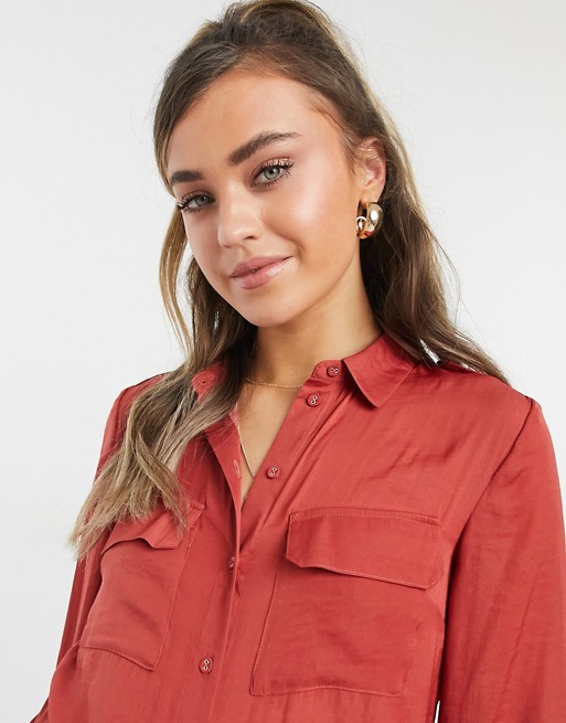 Oasis glam utility shirt in red