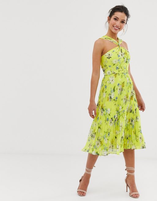 Oasis yellow shop floral dress