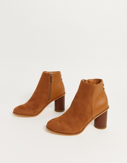 Oasis heeled ankle boots in tan suede