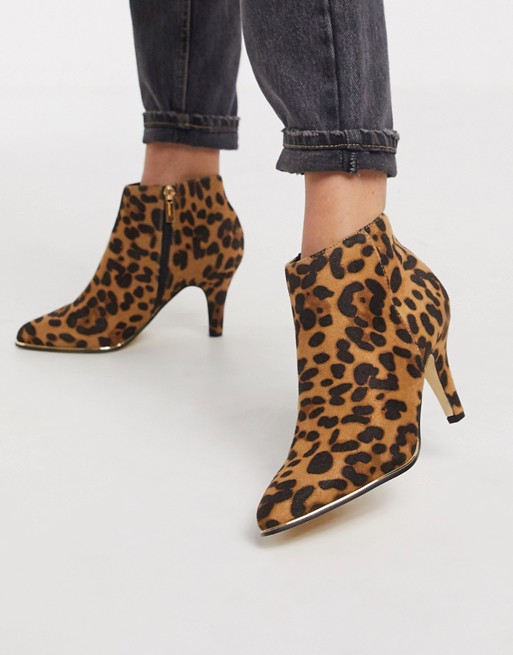 Oasis heeled shoe boots in leopard print