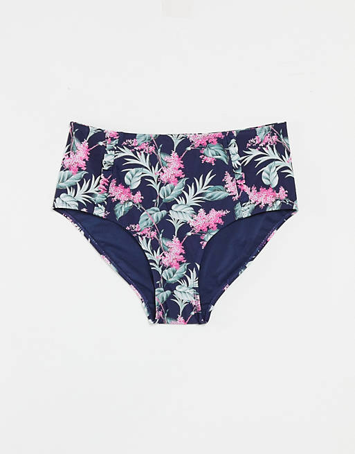Oasis high waisted bikini bottoms in floral