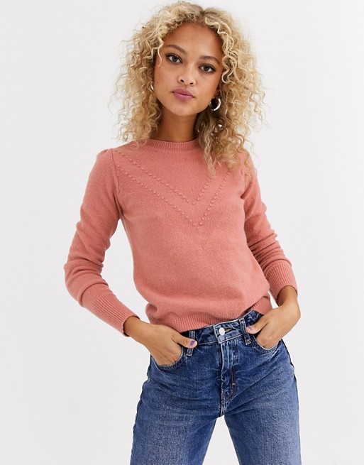 Oasis jumper with bobble detail in pink