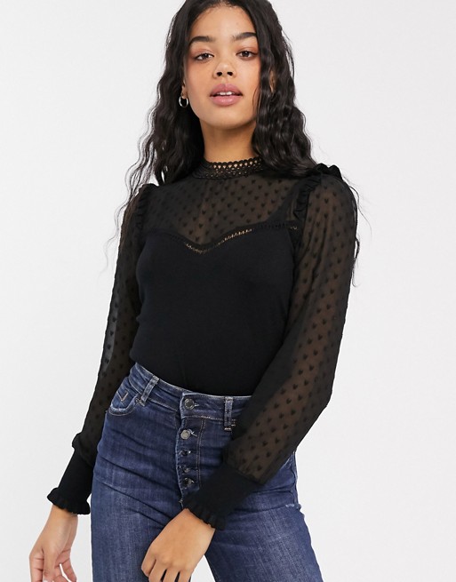 Oasis jumper with chiffon sleeves in black