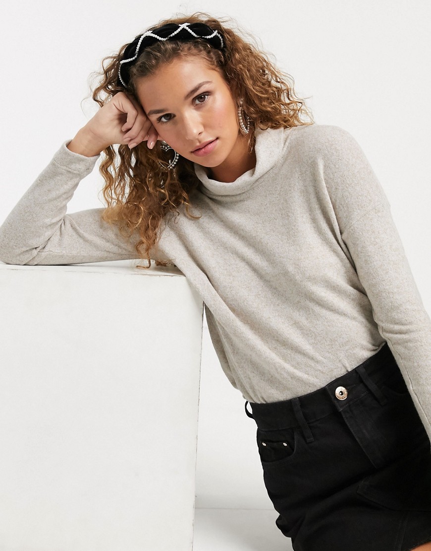 Oasis jumper with roll neck in beige-Brown