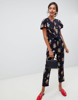 oasis black floral jumpsuit