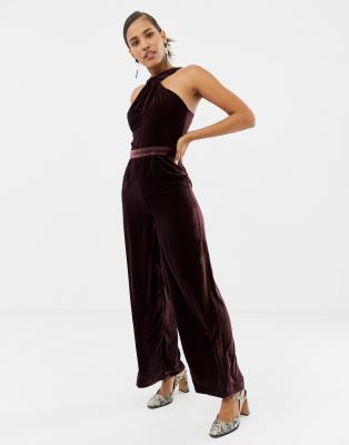 velvet burgundy jumpsuit