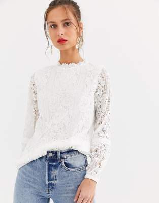 Oasis lace blouse in cream | ASOS