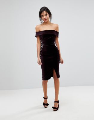 oasis bardot midi dress