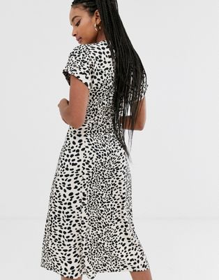 black and white leopard print shirt dress