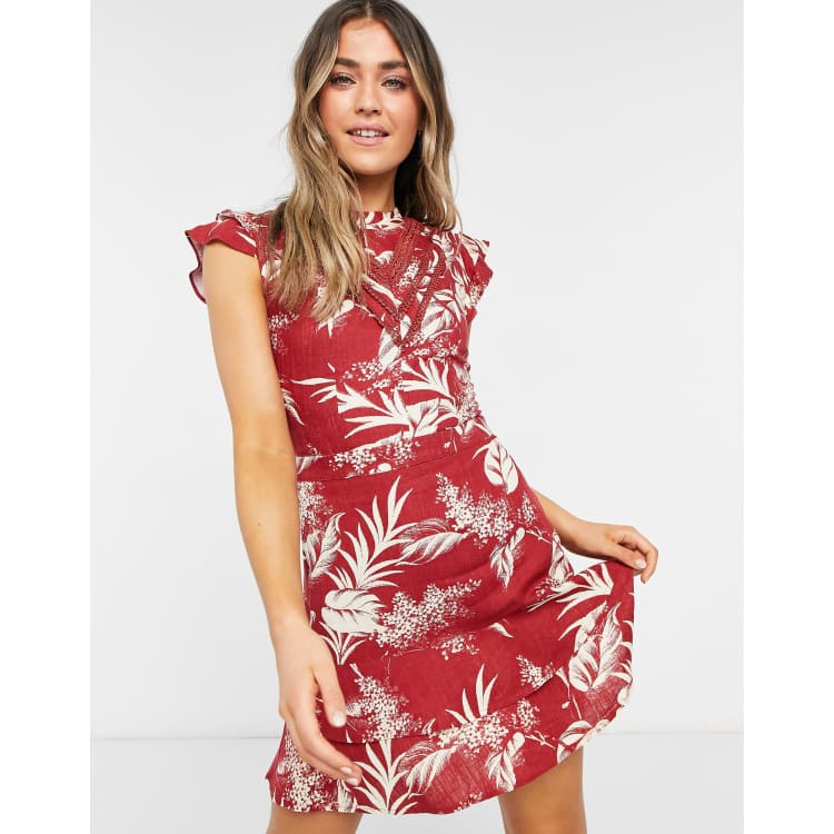 Oasis tiered print skater hot sale dress