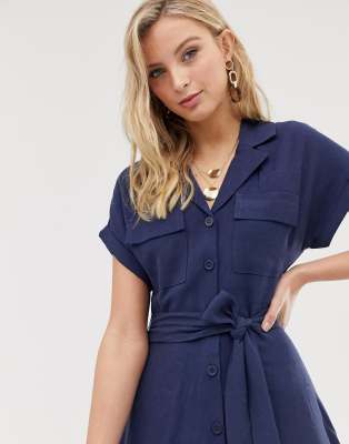 oasis navy shirt dress