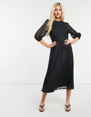 Oasis mesh midi dress in black