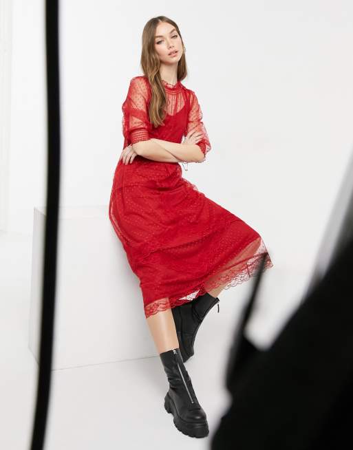 Oasis red 2025 midi dress