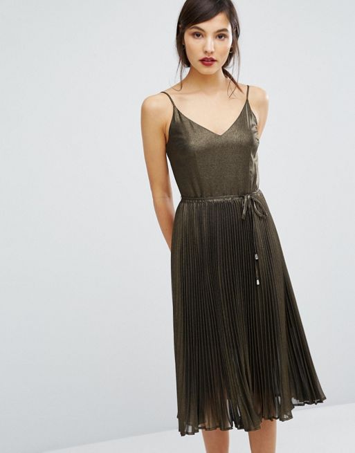 Oasis Metallic Pleated Cami Dress | ASOS