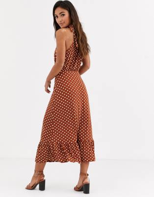 polka dot tan dress