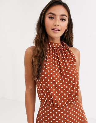 oasis spot high neck midi dress