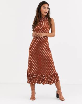 polka dot tan dress