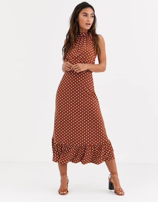 Tan dress with white hotsell polka dots