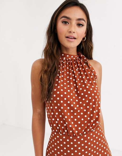 Oasis spot sales high neck dress