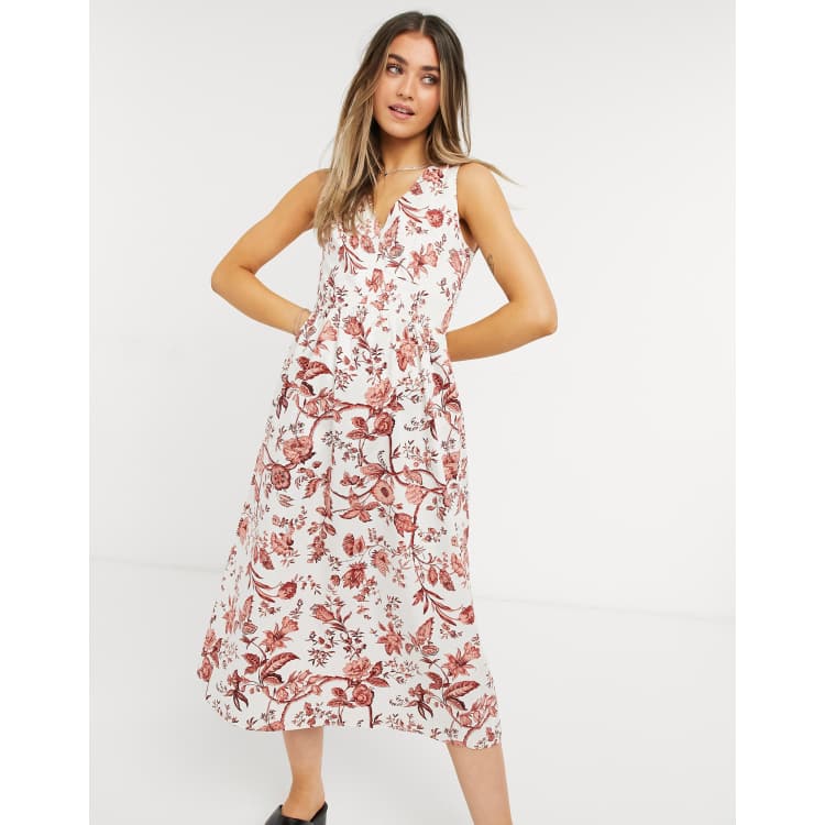 Oasis midi dress with full skirt in empire print ASOS
