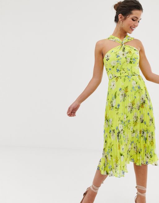Oasis - Midi-jurk met halternek in bloemenprint