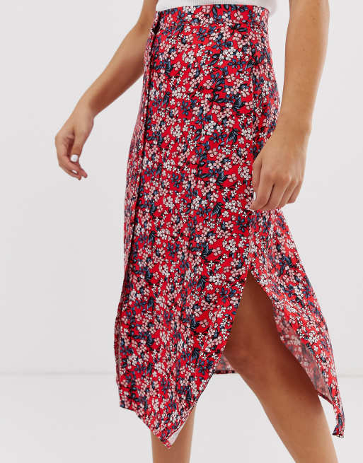 Oasis red midi skirt sale