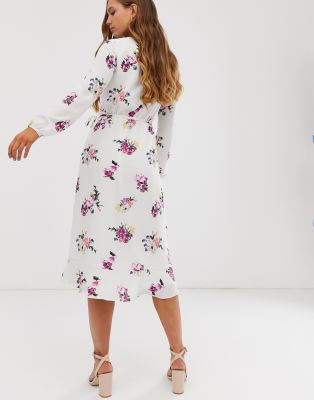 wrap floral dress midi