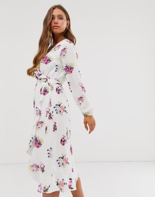 oasis floral wrap midi dress