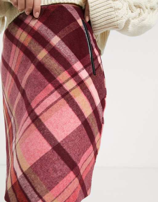 Oasis red tartan discount skirt