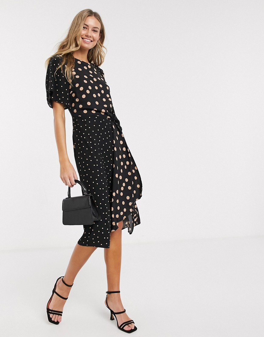 Oasis mix and match midi dress in spot-Multi
