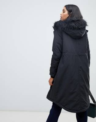 black fur parka