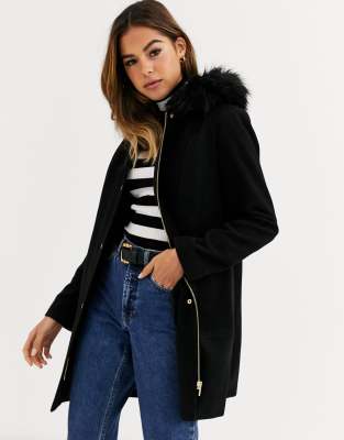 oasis faux fur trim hooded parka