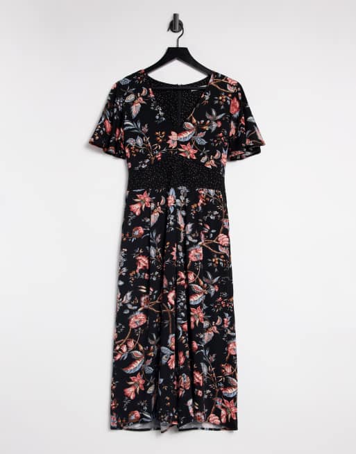 Oasis patched spot midi hot sale dress