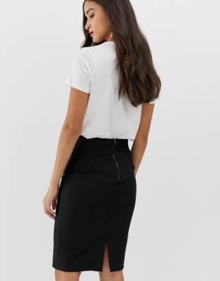 oasis black denim skirt