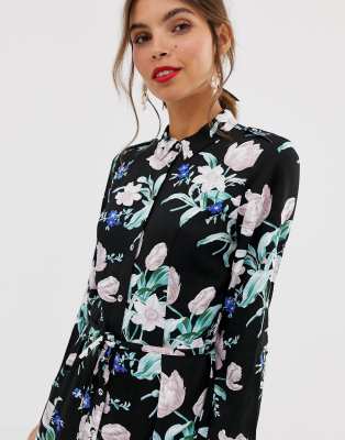 oasis floral skater shirt dress