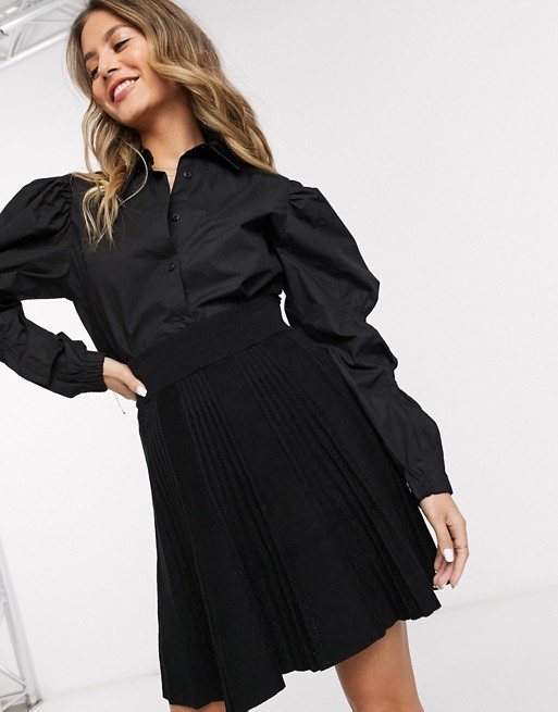 Oasis pleated flippy skirt in black