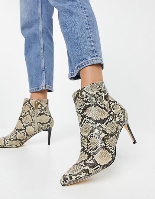Oasis pointed ankle boots in snake print