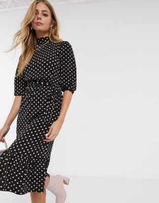 oasis black and white polka dot dress