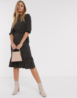 oasis black and white spot dress