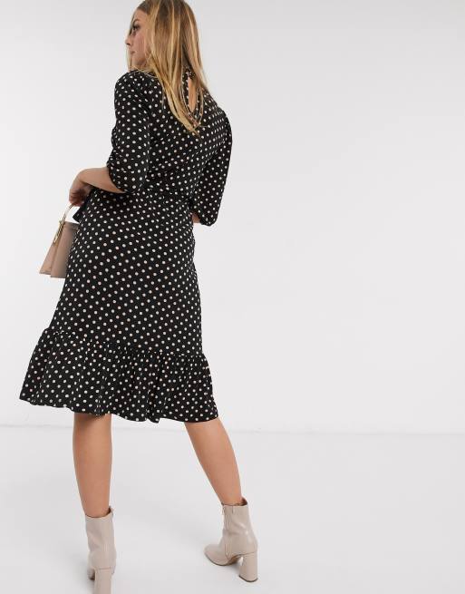 Oasis black sales spot dress