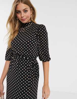 oasis black and white spot dress